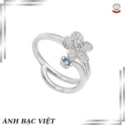 nhẫn bạc đính đá hoa thủy tiên và lưu ly