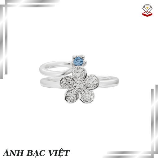 nhẫn bạc hoa thủy tiên và lưu ly
