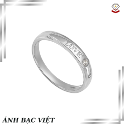Nhẫn bạc đính đá hình chữ Love