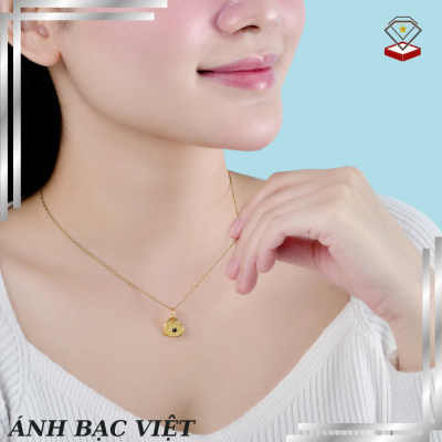 Mặt dây chuyền Vàng 10K Đính đá Sapphire