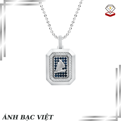 Mặt dây chuyền Nam Kim cương Vàng Trắng 14K MANCODE Thuận Buồm Xuôi Gió